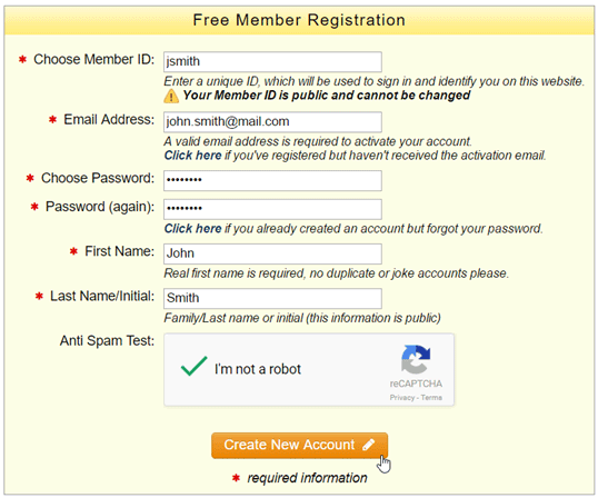 member registration form
